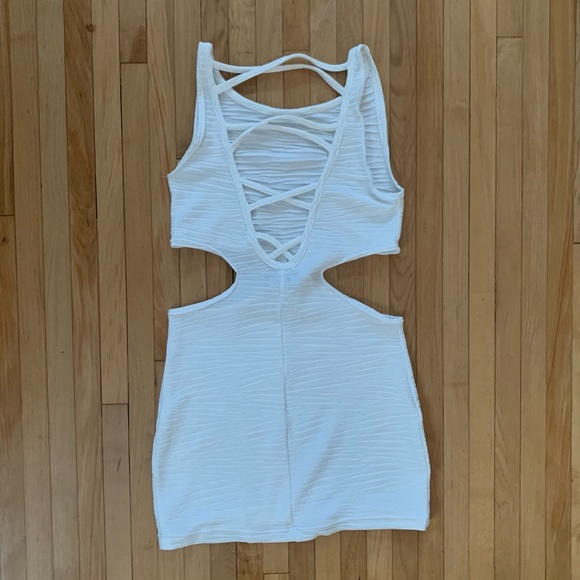 White Mini Dress with Cutouts - Picture 1 of 3